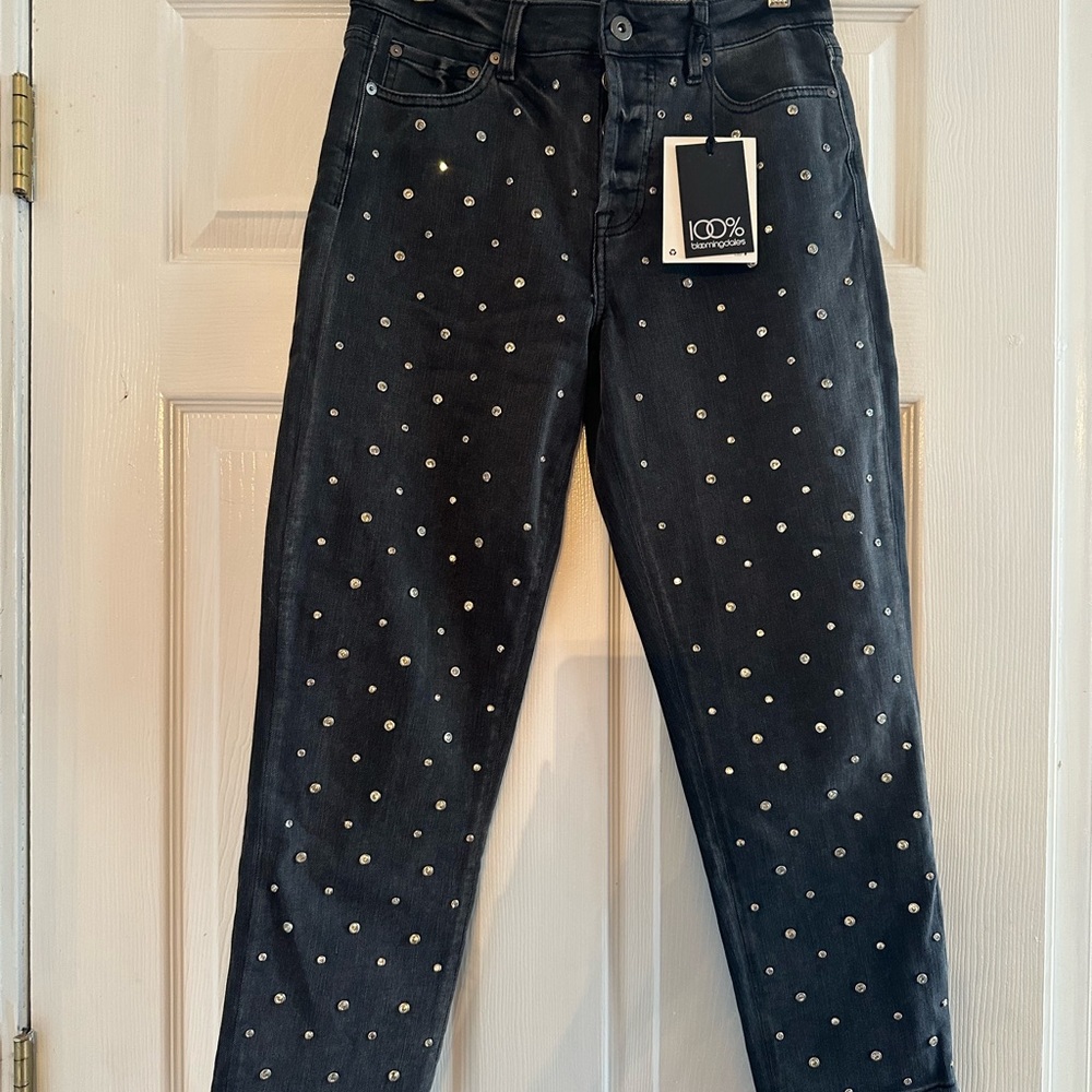 HEY FASHIONISTAS! BRAND NEW TAGS PISTOLA RHINESTONE CRYSTAL BLACK WASH JEANS! 28
